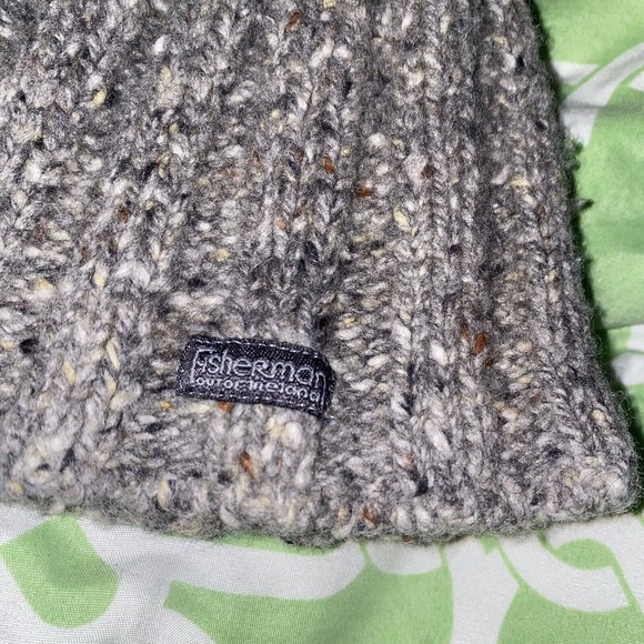 Fisherman out of ireland Beanie Hat Ribbed Cuffed Knit Wool Gray - Picture 3 of 8